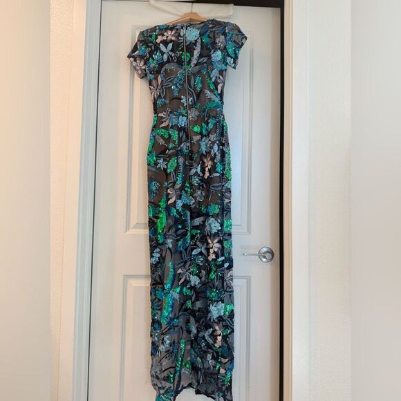 NWOT BRONX AND BANCO ZINNA EMBROIDERED EVENING Blue and Green DRESS,size XS - Picture 10 of 14